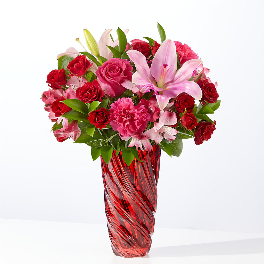 In Love Bouquet with Luxe Swirl Vase – Greater Oklahoma City Flower Shop, Oklahoma City OK