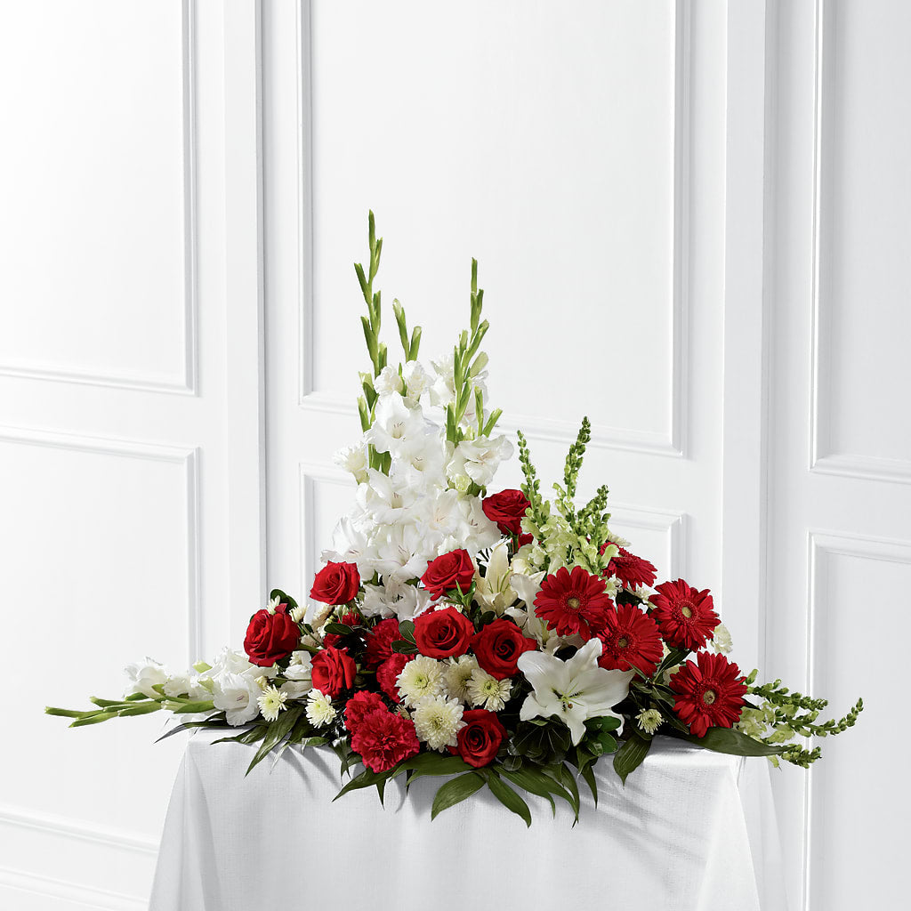 Crimson & White Arrangement – Greater Oklahoma City Flower Shop, Oklahoma City OK