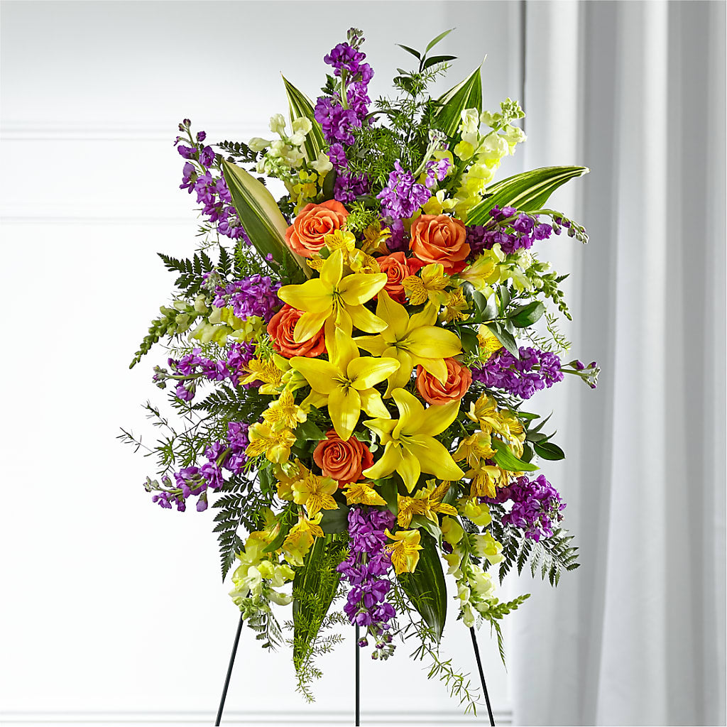 Thoughtful Prayers Standing Spray – Greater Oklahoma City Flower Shop, Oklahoma City OK