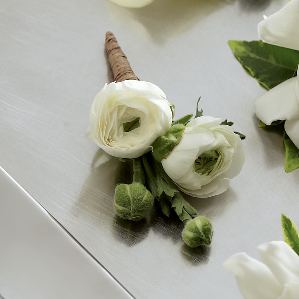 White Ranunculus Boutonniere – Greater Oklahoma City Flower Shop, Oklahoma City OK