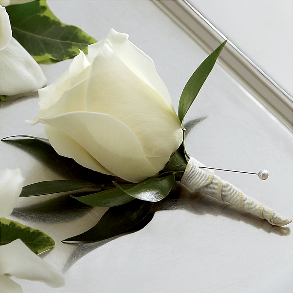 White Rose Boutonniere – Greater Oklahoma City Flower Shop, Oklahoma City OK