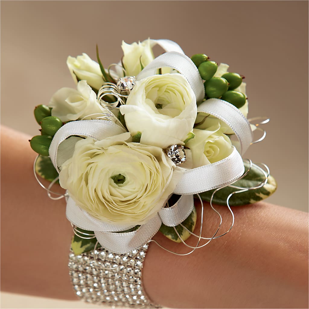 White Wedding Corsage – Greater Oklahoma City Flower Shop, Oklahoma City OK