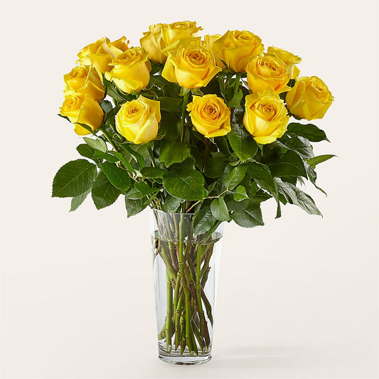 Long Stem Yellow Rose Bouquet –  Greater Oklahoma City Flower Shop, Oklahoma City OK