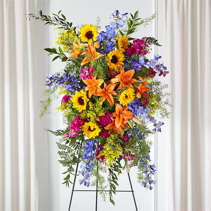 Sunlit Memories Standing Spray (Standard) –  Greater Oklahoma City Flower Shop, Oklahoma City OK