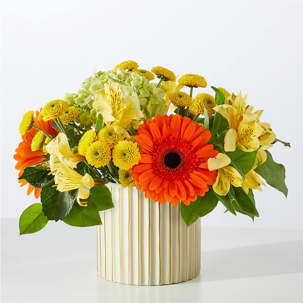 Autumn Sunshine Bouquet with Ivory Vase –  Greater Oklahoma City Flower Shop, Oklahoma City OK