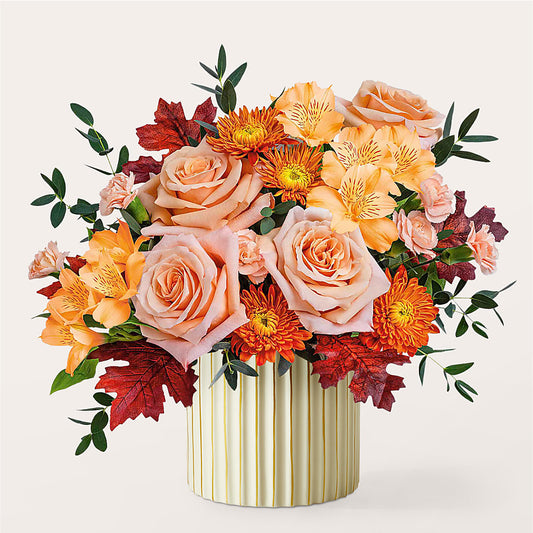 Spiced Latte Bouquet with Ivory Vase –  Greater Oklahoma City Flower Shop, Oklahoma City OK