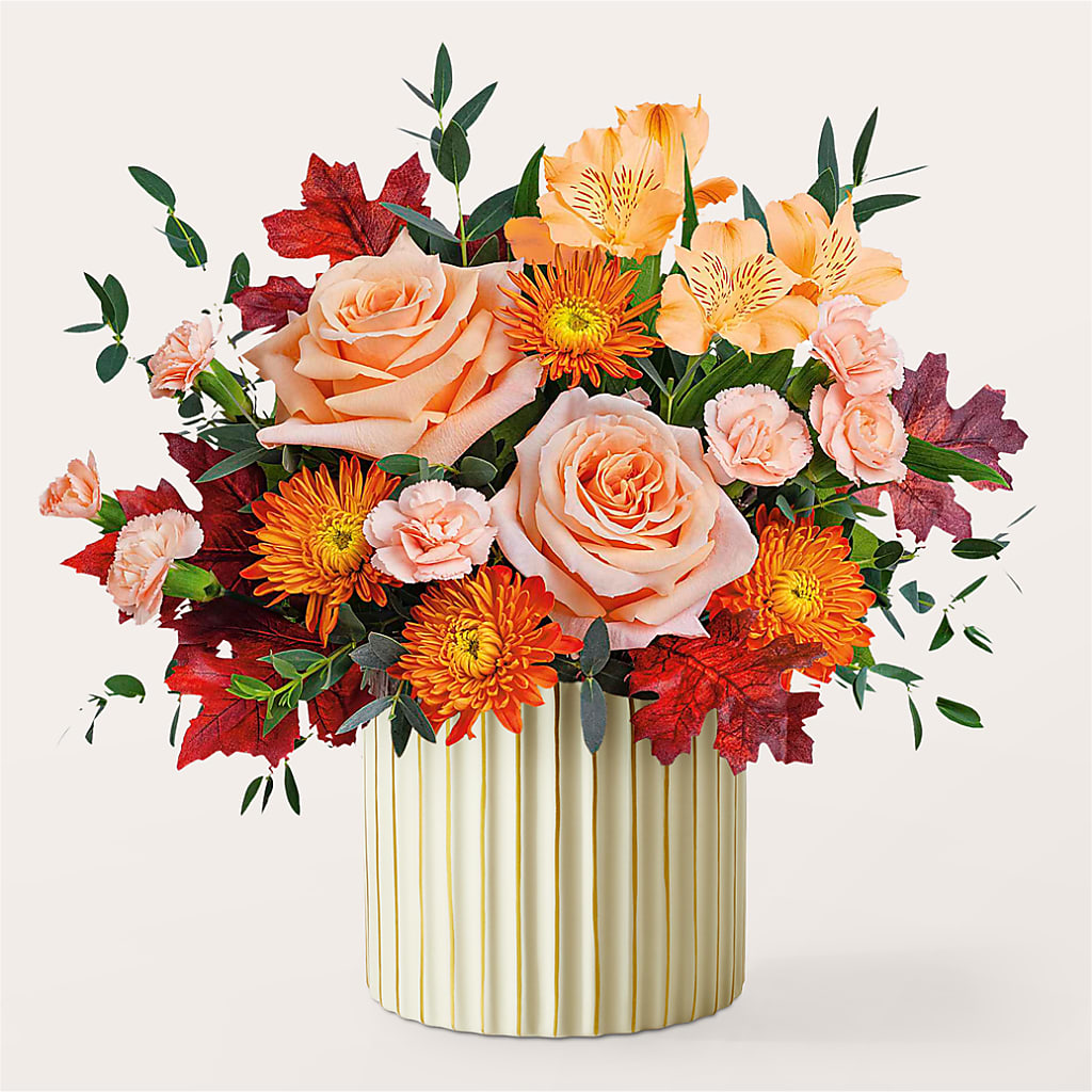Spiced Latte Bouquet with Ivory Vase –  Greater Oklahoma City Flower Shop, Oklahoma City OK
